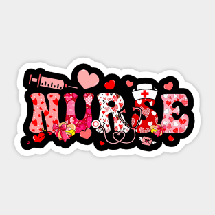 Heart Candy NICU Nurse Valentines Day Scrub Top Women Sticker